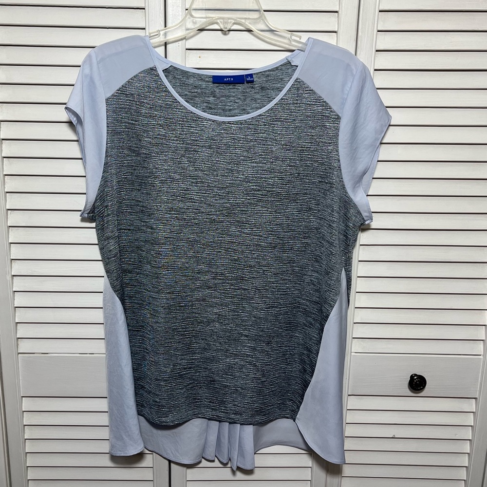 Apt. 9 Gray and Blue High-Low Tee, Size L - Picture 1 of 10
